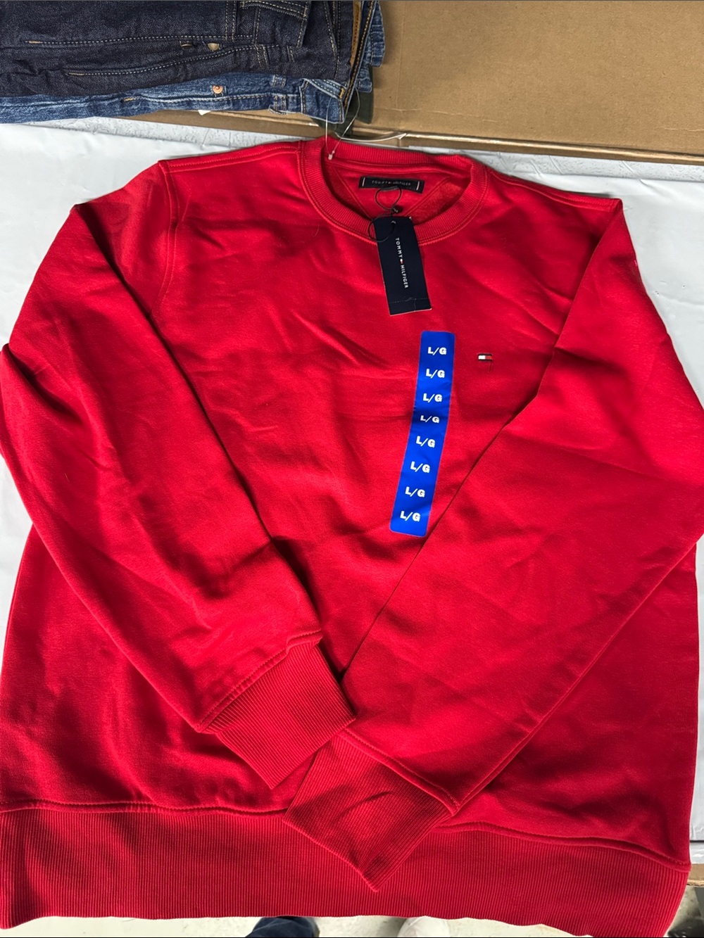 Tommy Hilfiger Men's Bright Red Crewneck Sweatshirt